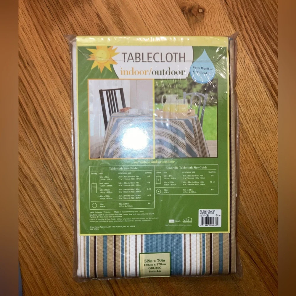 Indoor/Outdoor Tablecloth Mercer Stripe Blue  52” x 70”